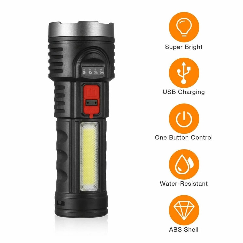 Super Bright Tactical LED Flashlight USB Rechargeable Waterproof With Battery 3