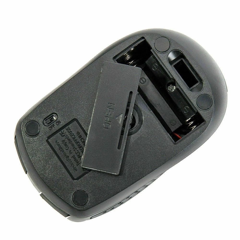 Black Wireless Mouse With Optical Sensor USB DPI For Laptop PC 1