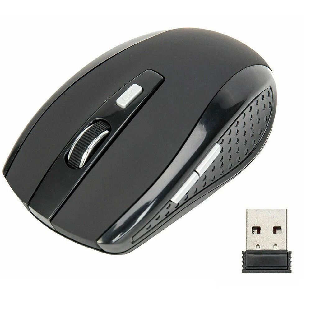 Black Wireless Mouse With Optical Sensor USB DPI For Laptop PC 6
