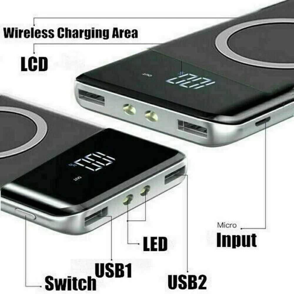 Qi Wireless Power Bank Fast Charging Portable Backup Charger For Phones Tablets 6