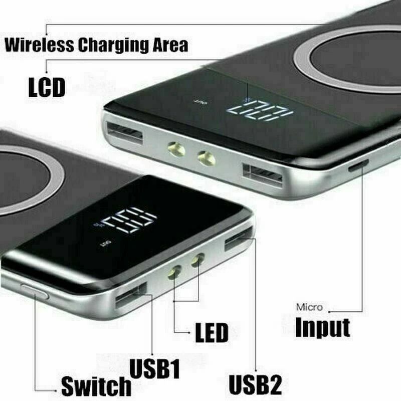 Qi Wireless Power Bank Fast Charging Portable Backup Charger For Phones Tablets 6