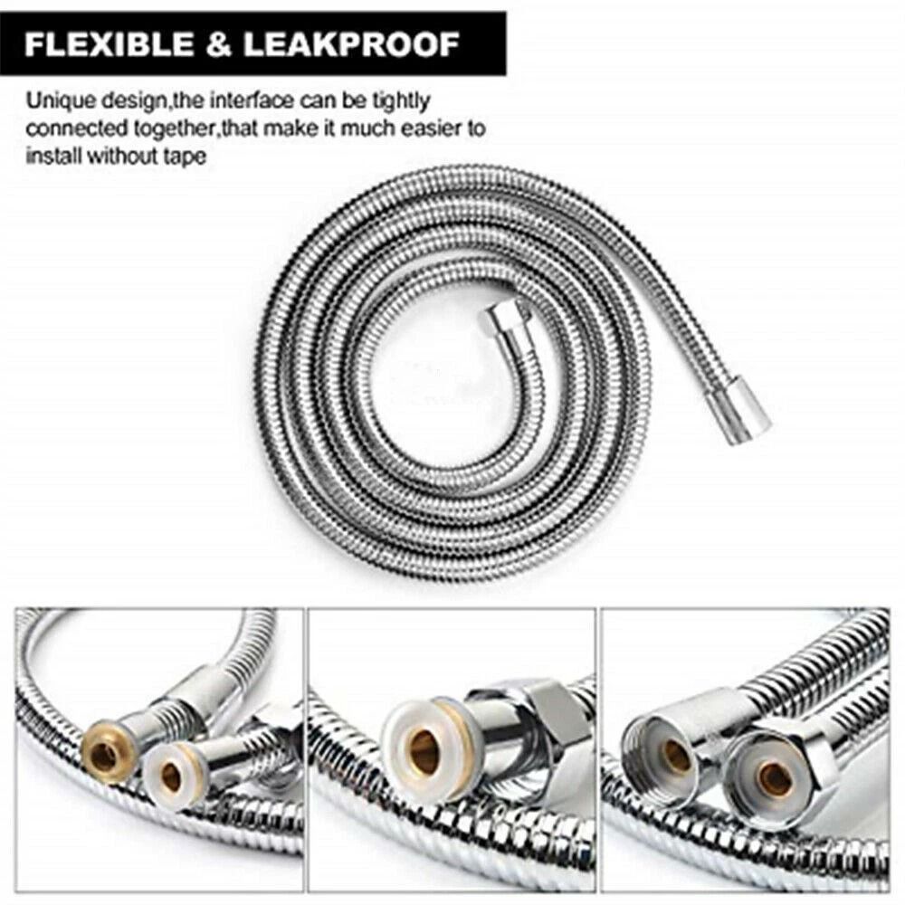 Extra Long Flexible Shower Head Hose For Handheld Showers Stainless Steel Replacement Tube 3