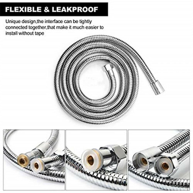 Extra Long Flexible Shower Head Hose For Handheld Showers Stainless Steel Replacement Tube 3