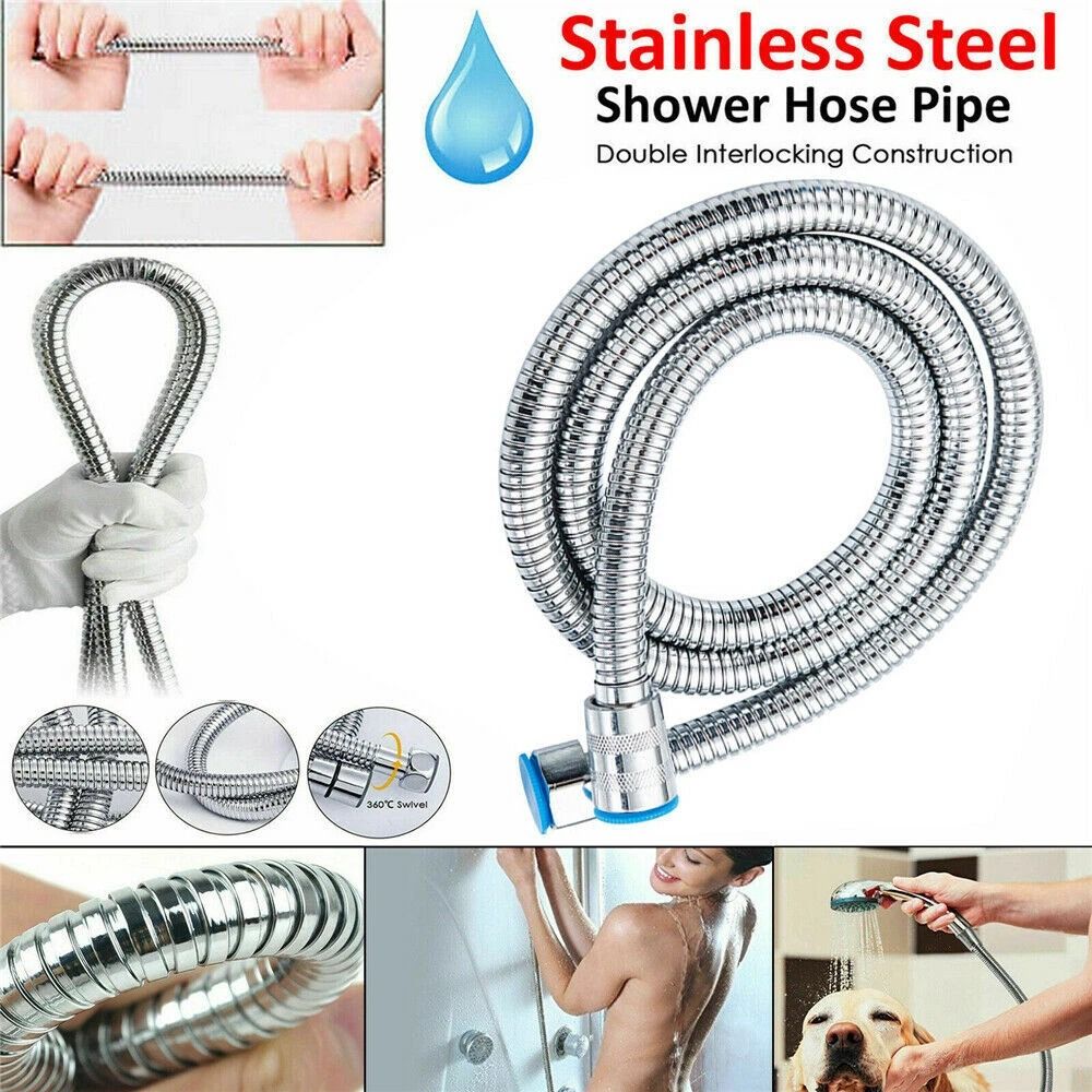 Extra Long Flexible Shower Head Hose For Handheld Showers Stainless Steel Replacement Tube 5