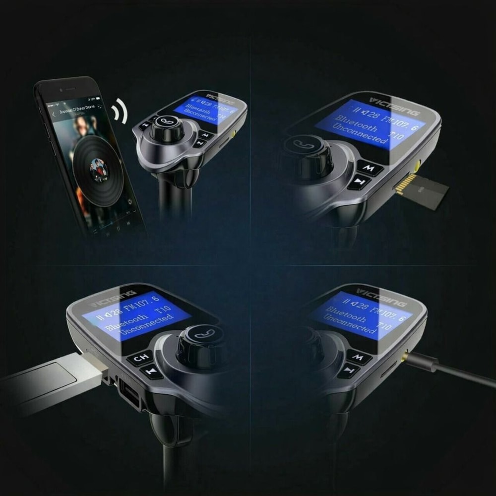 Auto Hands Free Bluetooth Car Audio Receiver FM Adapter With USB Charger 0