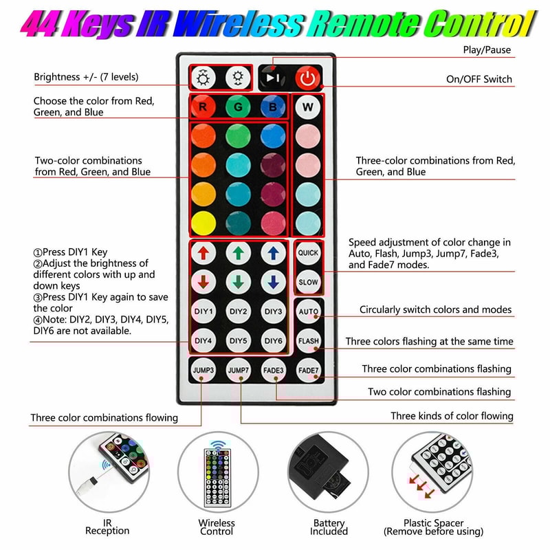 RGB Flexible LED Strip Light SMD Remote Fairy Lights For Room TV Party Bar 1