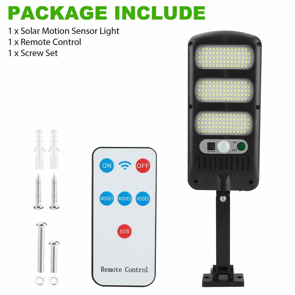 LED Solar Motion Sensor Outdoor Wall Light With Remote Control Waterproof Energy Efficient 1