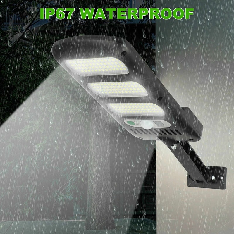 LED Solar Motion Sensor Outdoor Wall Light With Remote Control Waterproof Energy Efficient 3