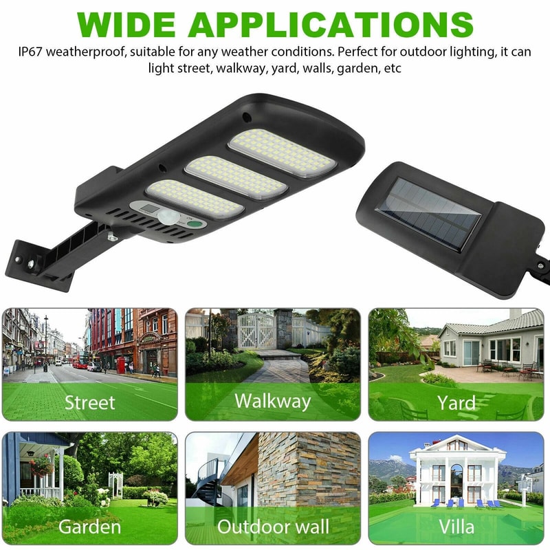 LED Solar Motion Sensor Outdoor Wall Light With Remote Control Waterproof Energy Efficient 4