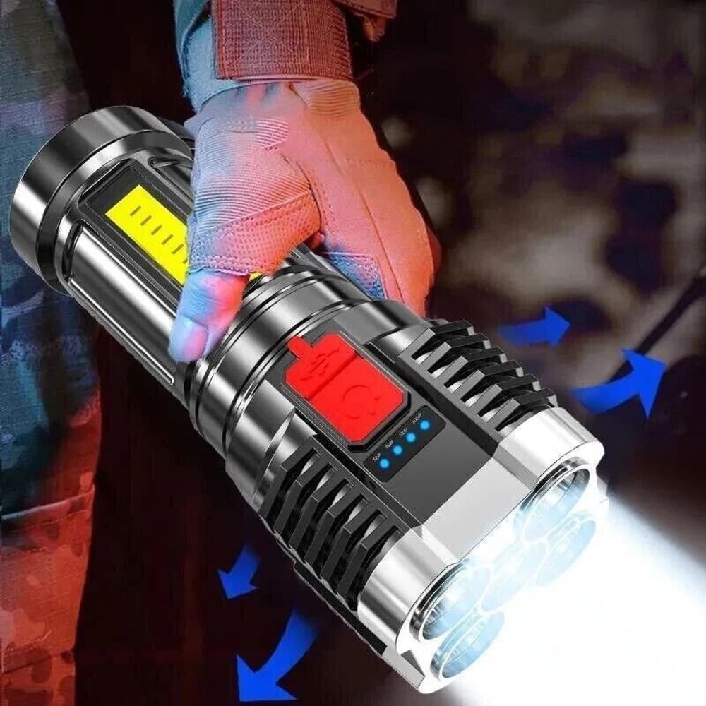 Super Bright LED Flashlight USB Rechargeable Tactical Torch For Outdoor Camping 0
