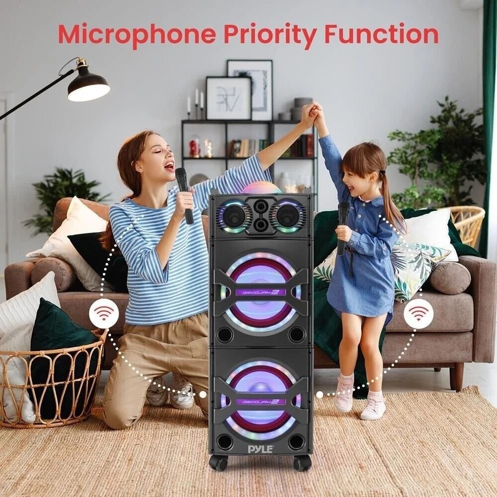 Pyle Bluetooth PA Speaker With Mic Portable MP3USBSDFM Karaoke System For Parties 2