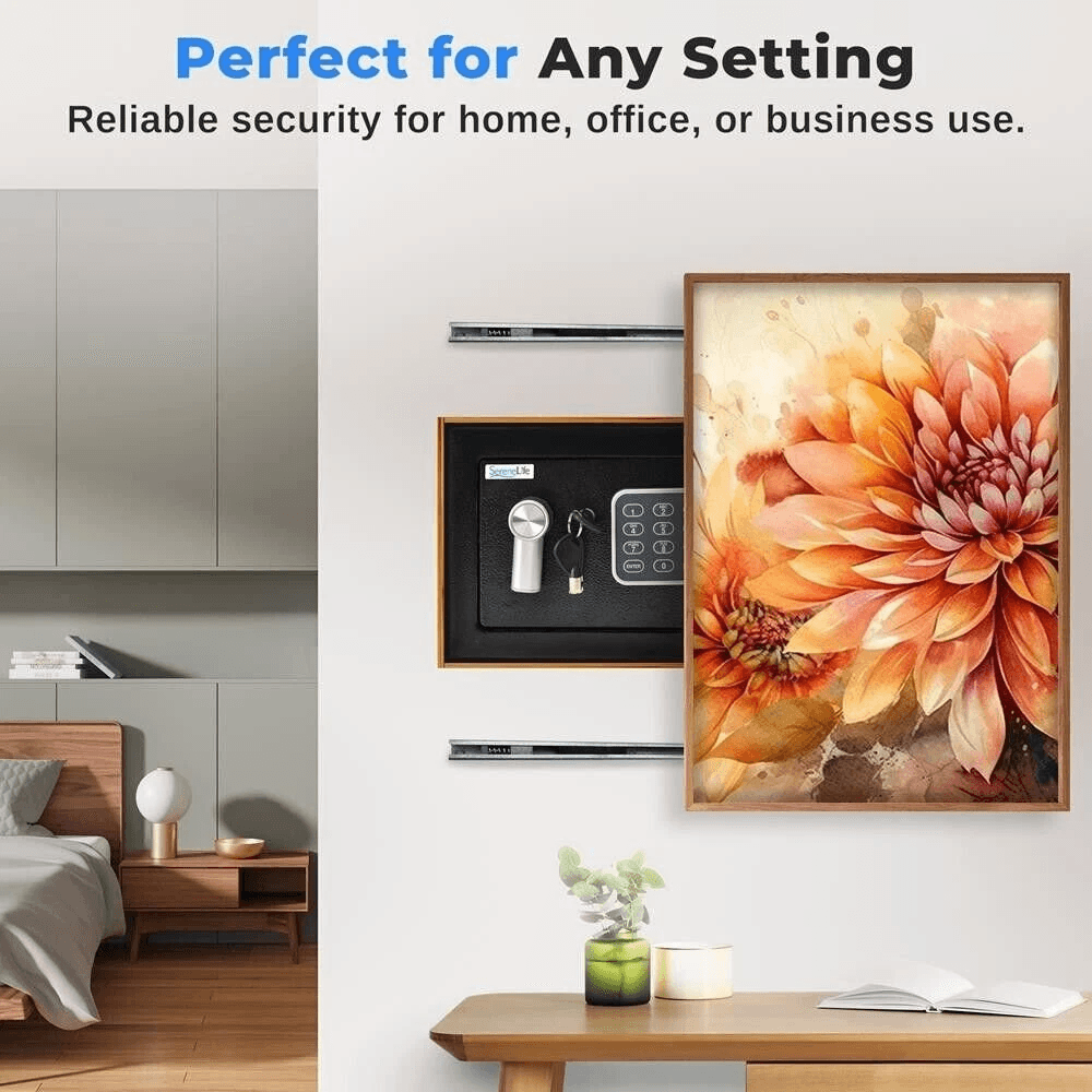 SereneLife Compact Digital Safe Box With Touch Pad Backup Keys 4