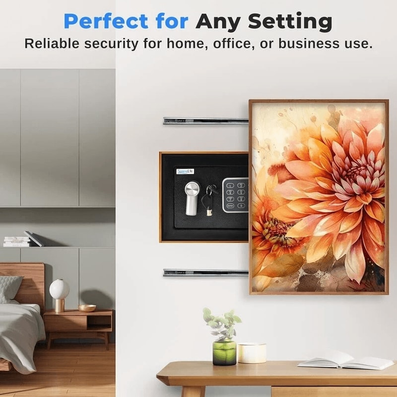 SereneLife Compact Digital Safe Box With Touch Pad Backup Keys 4