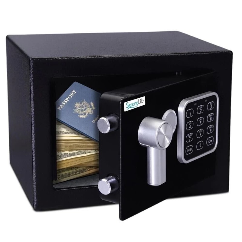 SereneLife Compact Digital Safe Box With Touch Pad Backup Keys 0