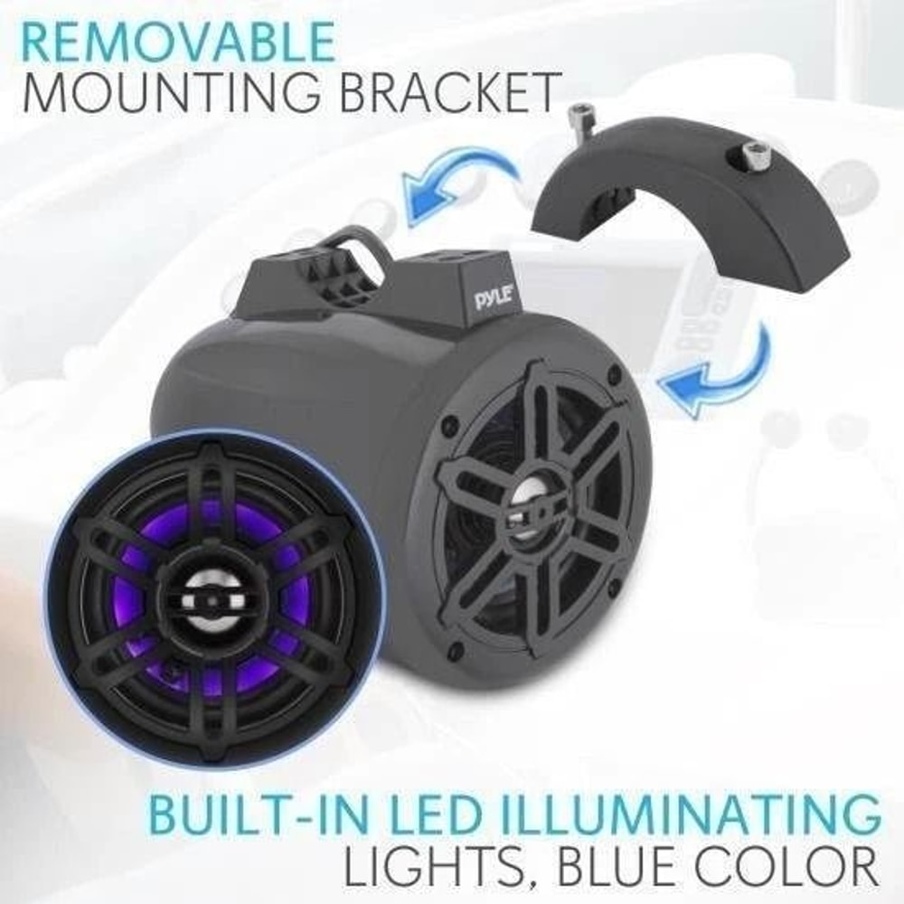 Bluetooth Ready Marine Tower Speakers With LED Lights Waterproof Sound System 6