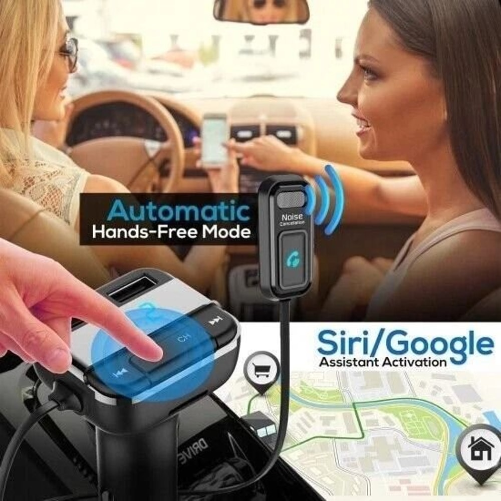 Bluetooth FM Transmitter With Wireless Car Music Streaming Charging Handsfree LCD Display 2