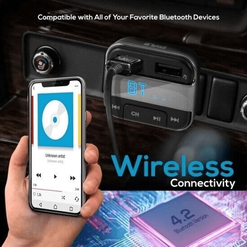 Bluetooth FM Transmitter With Wireless Car Music Streaming Charging Handsfree LCD Display 4