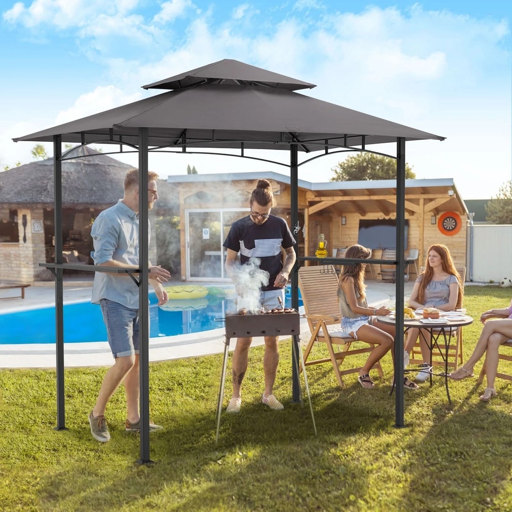 Outdoor Grill Gazebo BBQ Tent With Shelves Hooks Durable Canopy For Cooking And Protection 0