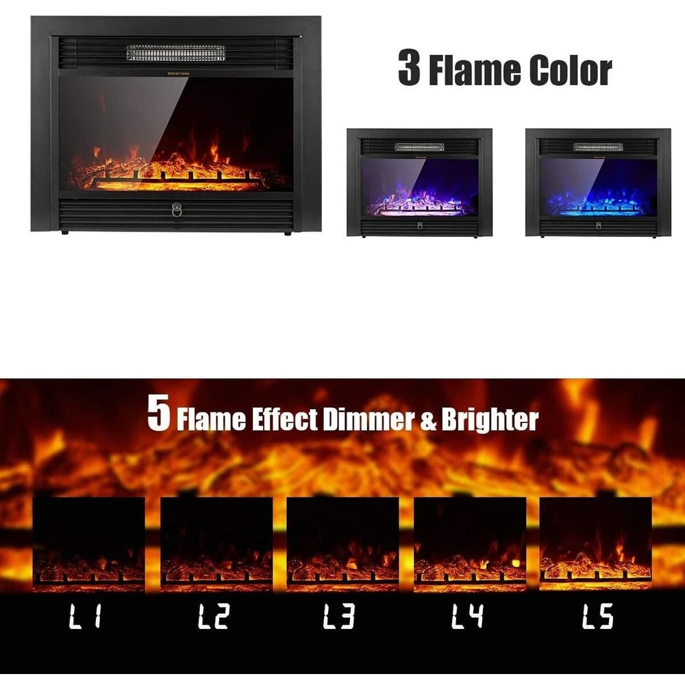 Electric Fireplace Insert Heater With Color Flame Remote Control 3