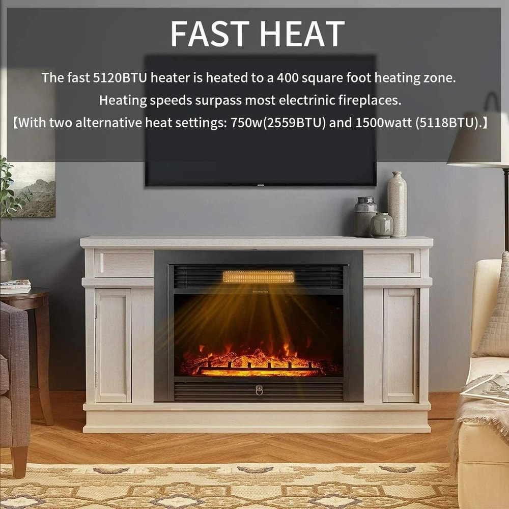 Electric Fireplace Insert Heater With Color Flame Remote Control 4