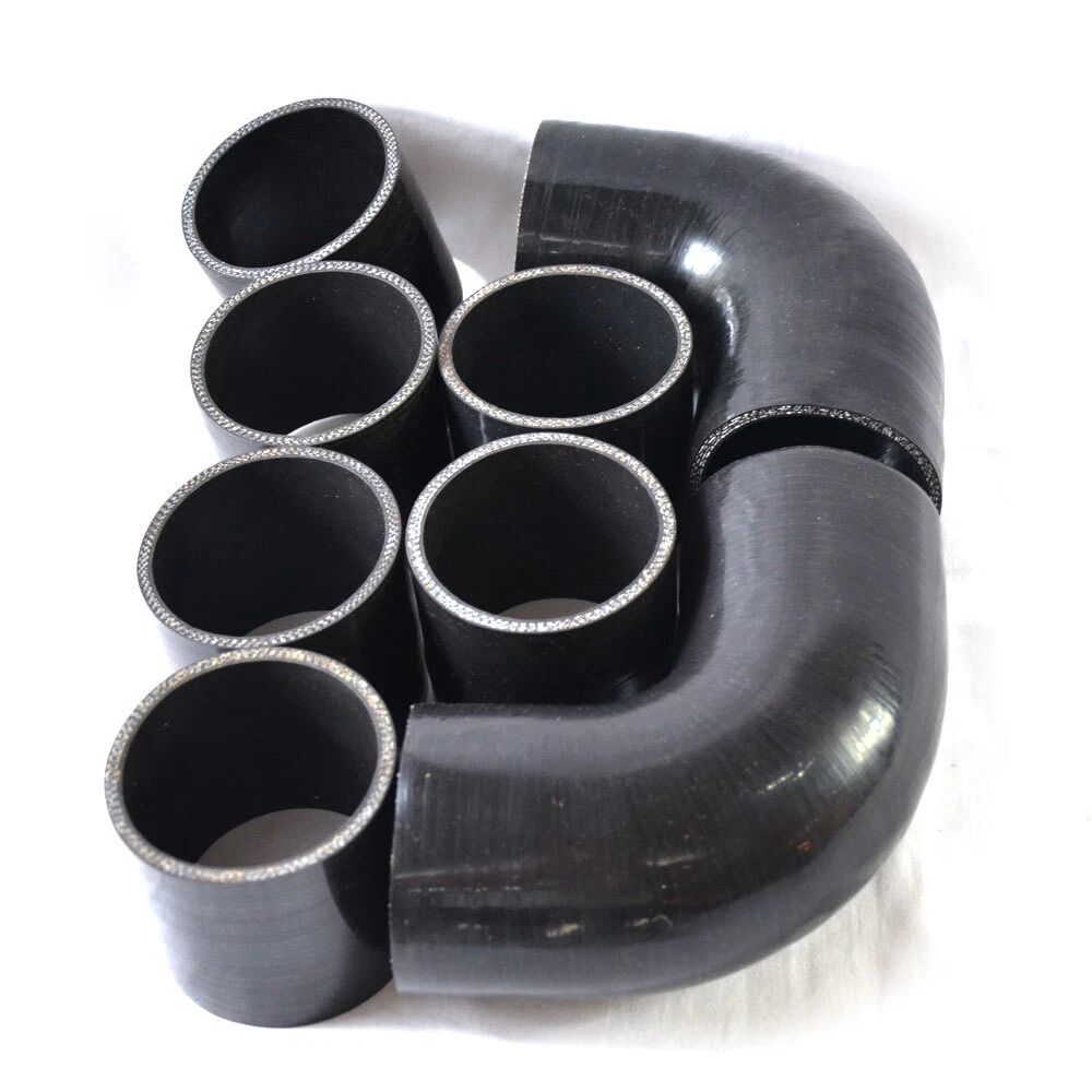 Polished Aluminum Intercooler Pipe Kit With Black Hose Clamps Universal Upgrade 2