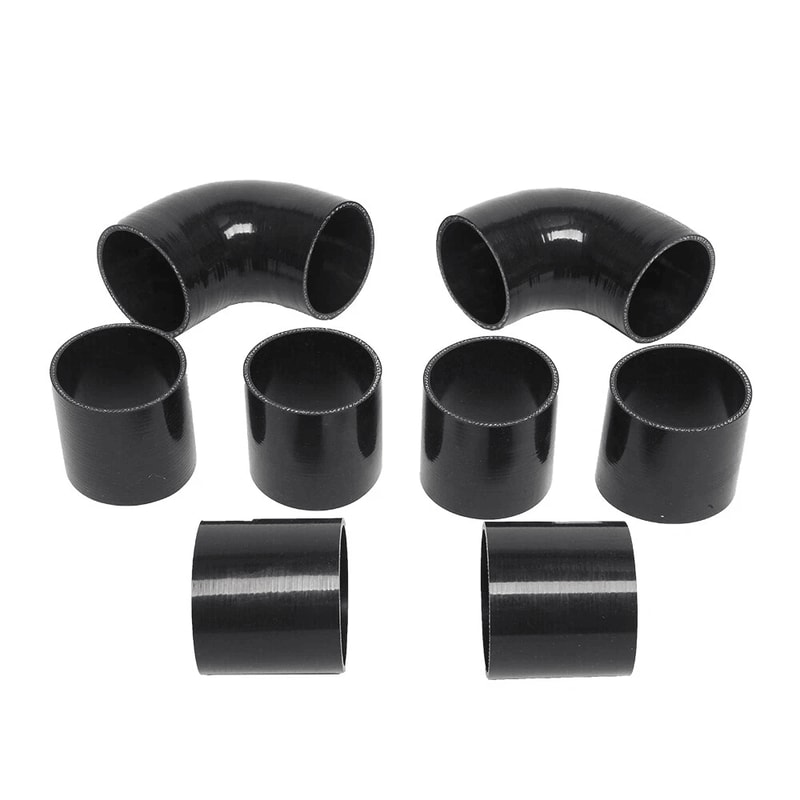 Polished Aluminum Intercooler Pipe Kit With Black Hose Clamps Universal Upgrade 3