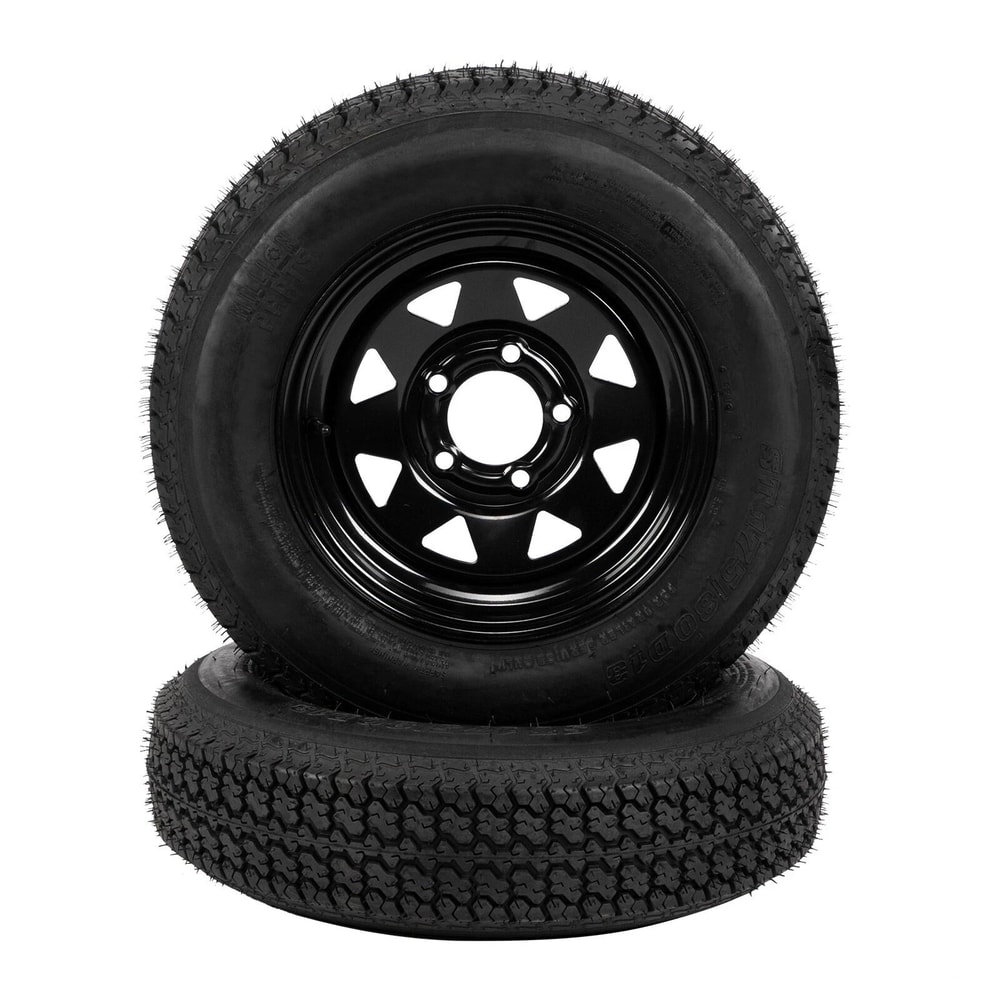 Trailer Tires On Rim Lug Black Spoke Wheel For Durable Towing 0