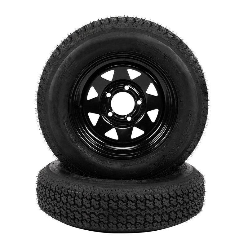 Trailer Tires On Rim Lug Black Spoke Wheel For Durable Towing 0
