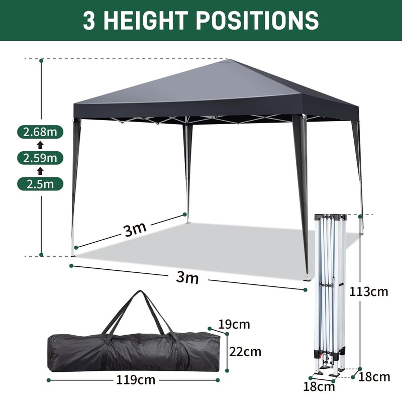 Pop Up Gazebo Canopy Party Tent With Carry Bag Portable Outdoor Shelter 9