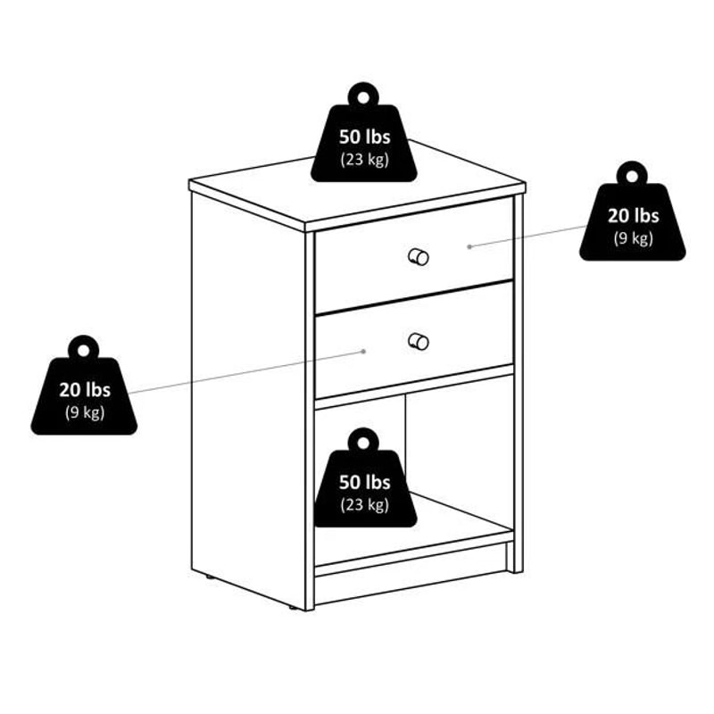 Modern Black Drawer Nightstand Stylish Wooden Storage Bedside Table Organizer 1