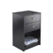 Modern Black Drawer Nightstand Stylish Wooden Storage Bedside Table Organizer 5
