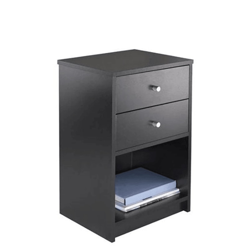 Modern Black Drawer Nightstand Stylish Wooden Storage Bedside Table Organizer 5