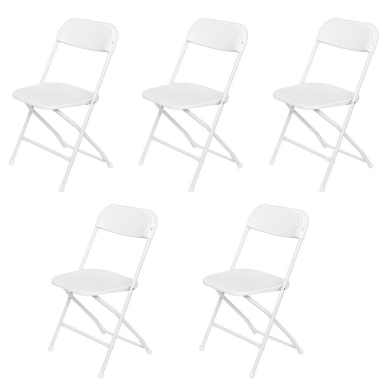 White Plastic Folding Chairs Stackable Wedding Party Garden Seating 9