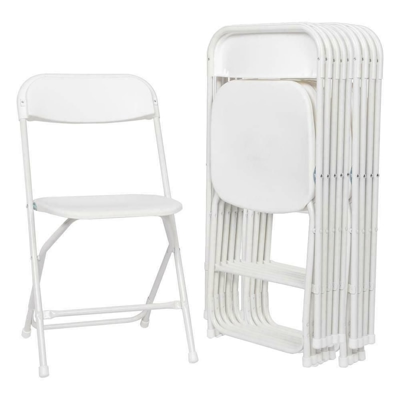 White Plastic Folding Chairs Stackable Wedding Party Garden Seating 11