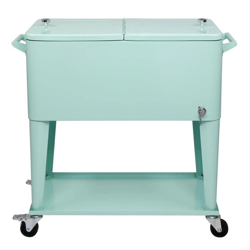 Portable Outdoor Quart Rolling Patio Steel Cooler Cart Ideal For Parties BBQs 4