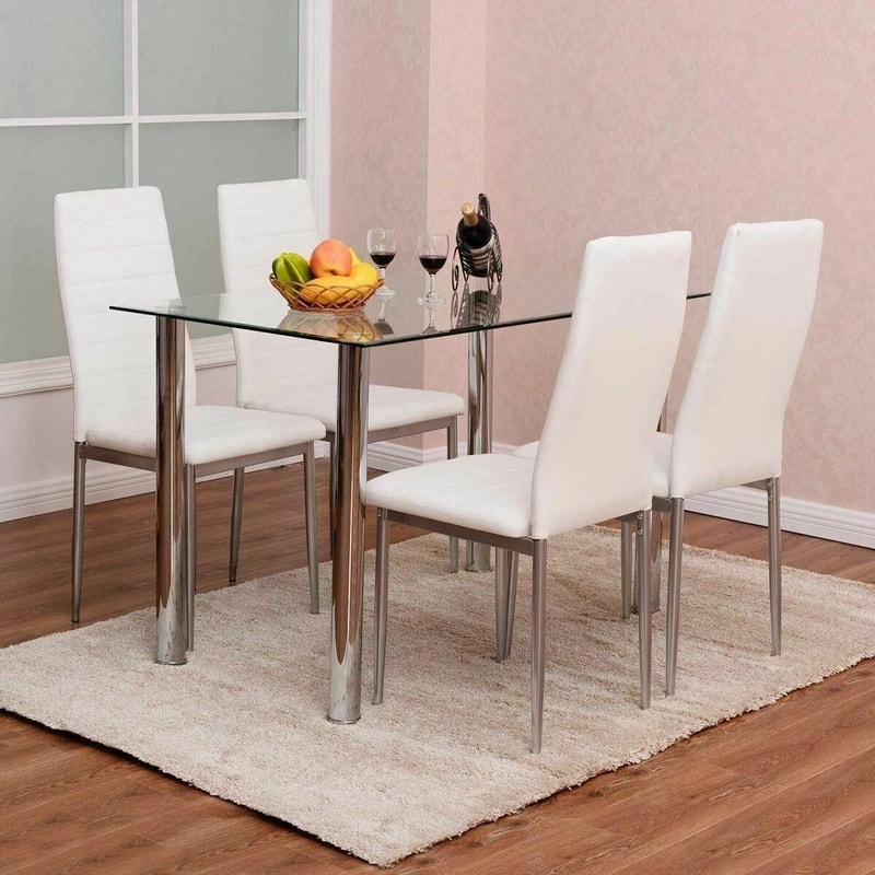 Dining Set With Modern Kitchen Table Set And Leather Dining Chairs 10