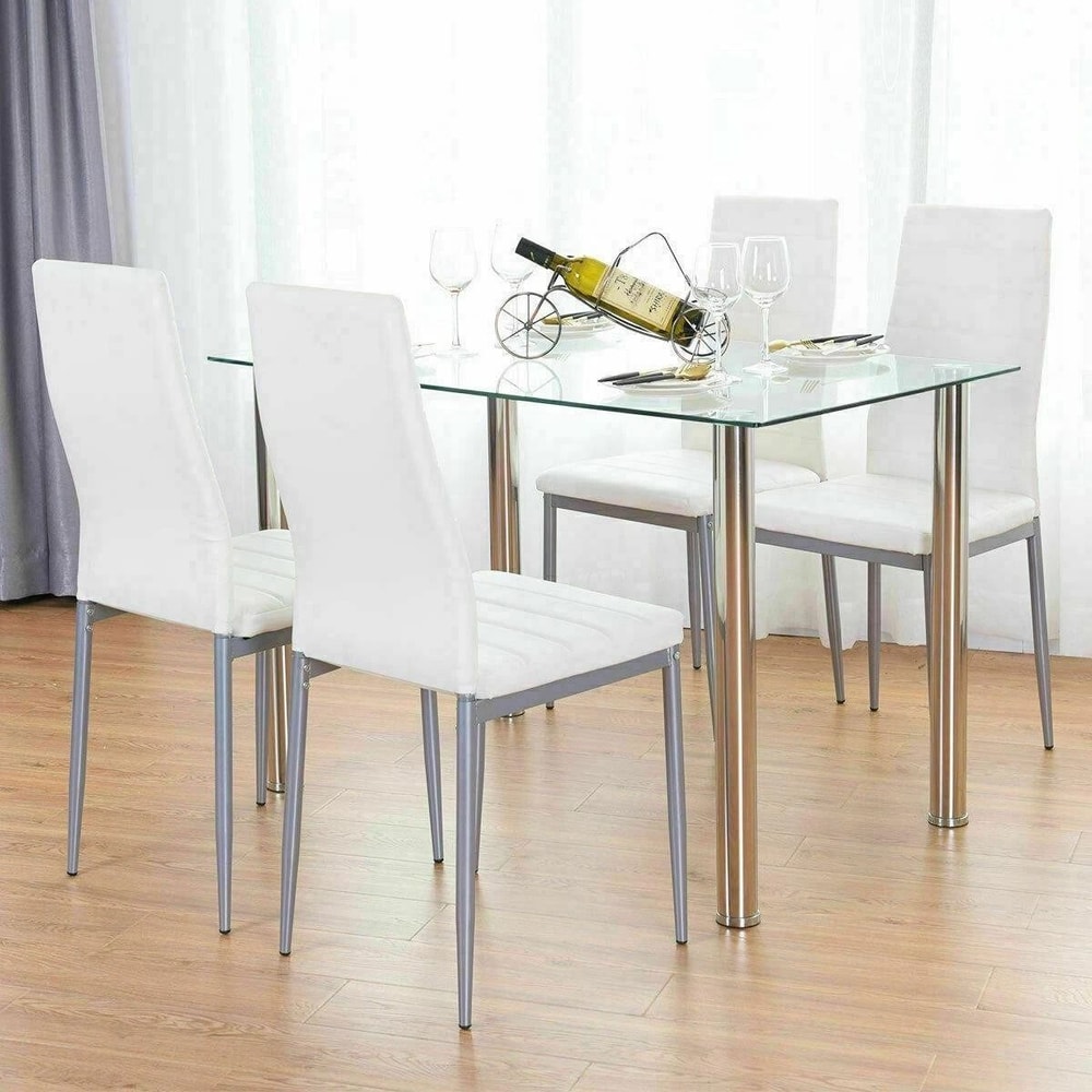 Dining Set With Modern Kitchen Table Set And Leather Dining Chairs 9