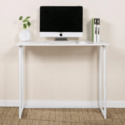 folding small desk for home office compact laptop study writing table in white