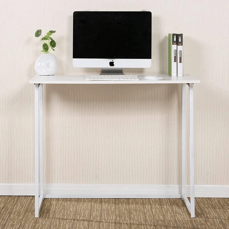 Folding Small Desk For Home Office Compact Laptop Study Writing Table In White 0