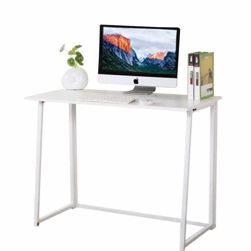Folding Small Desk For Home Office Compact Laptop Study Writing Table In White 6