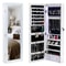 Wall Door Mounted Jewelry Cabinet With Mirror Lock And LED Light Organizer Armoire 7