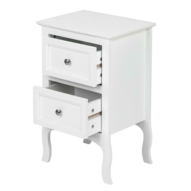 2 Layer White Bedside Table With Storage Drawer Organizer For Bedroom 7