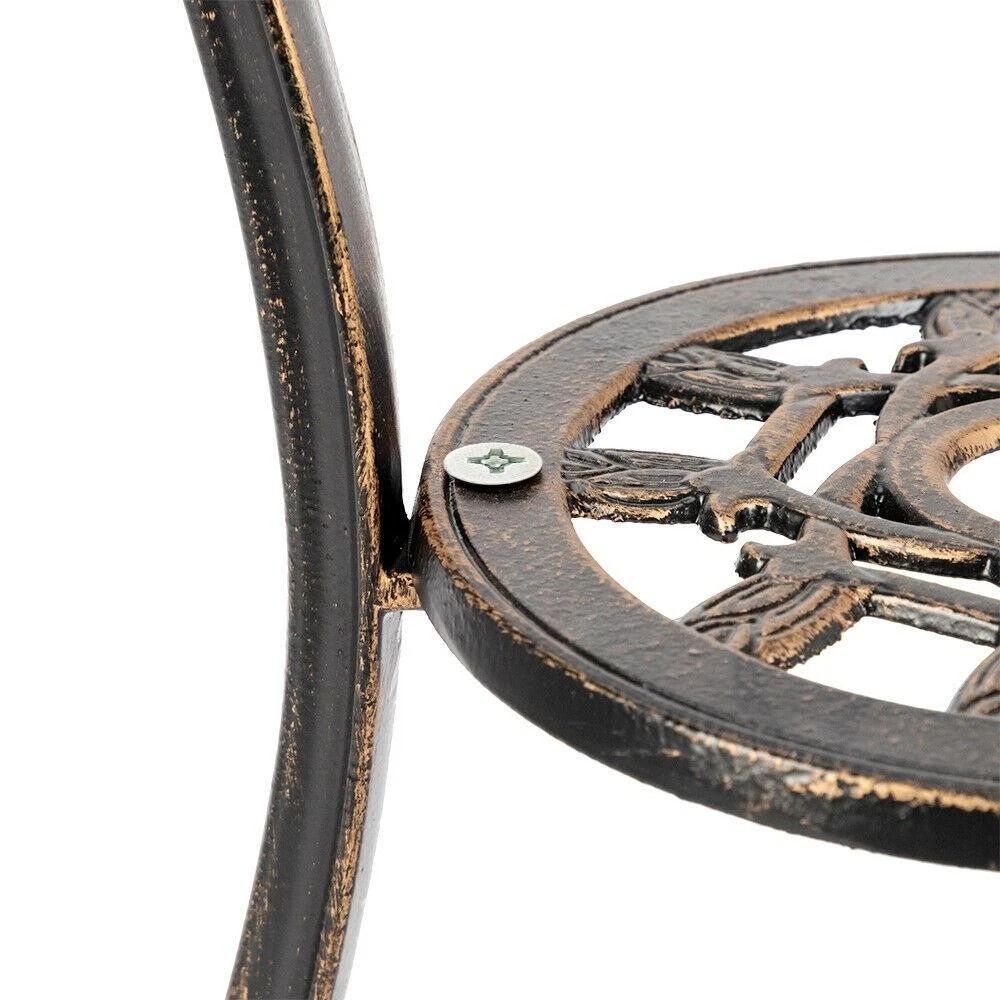 Patio Bistro Dining Set Bronze Iron Outdoor Furniture With Table Chairs 2