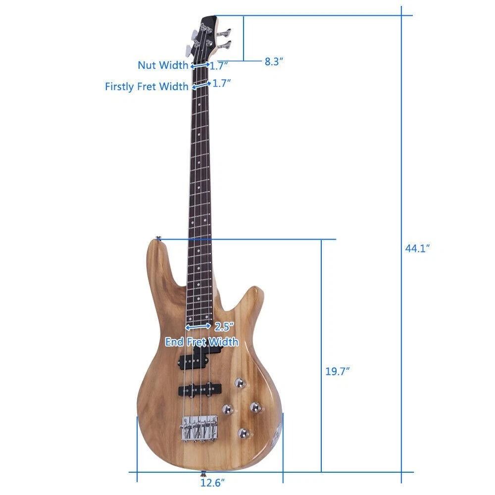 New Natural Wood String Electric Bass Guitar With Tool Perfect For School Band Beginner Musicians 6