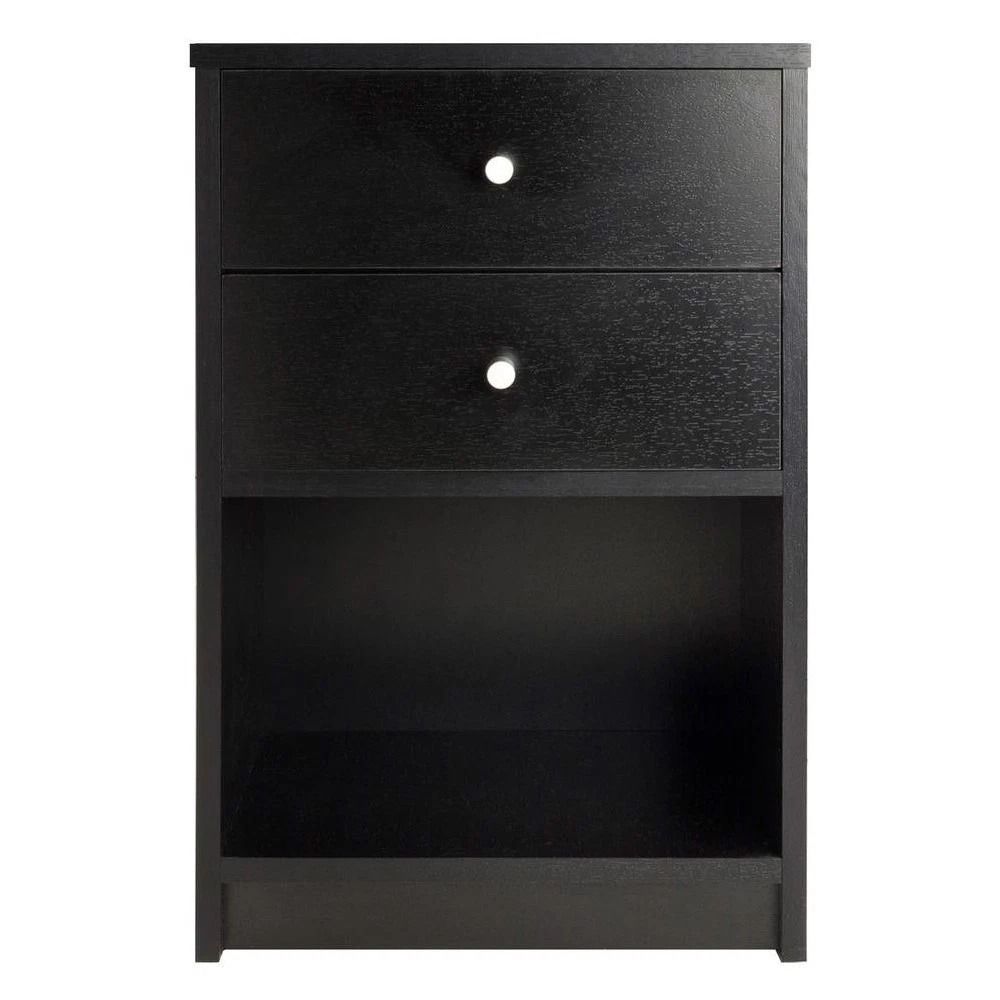 Modern Drawer Nightstand Dresser Black Wooden Storage Cabinet For Bedroom 1