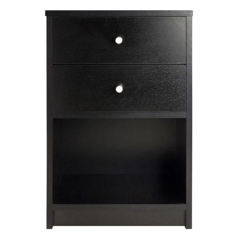 Modern Drawer Nightstand Dresser Black Wooden Storage Cabinet For Bedroom 1