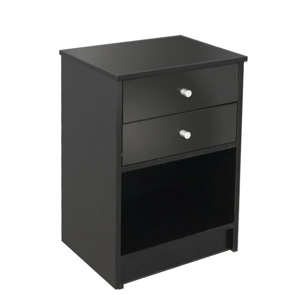 Modern Drawer Nightstand Dresser Black Wooden Storage Cabinet For Bedroom 3