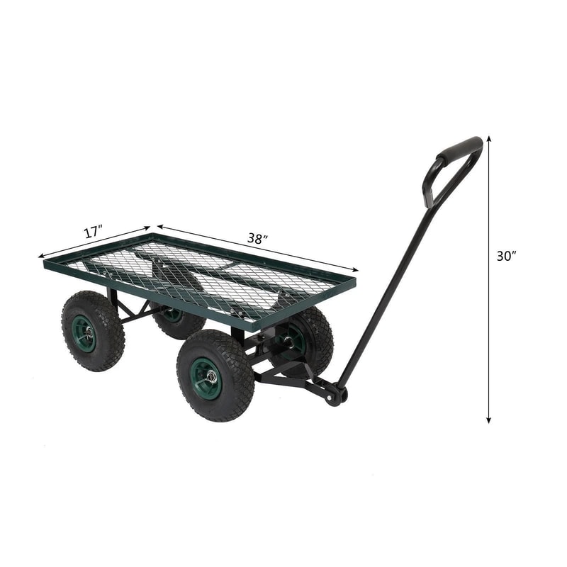 Heavy Duty Garden Cart Lawn Utility Dump Wagon For Outdoor Use Green 2