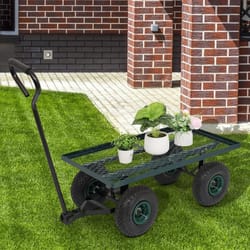 heavy duty garden cart lawn utility dump wagon for outdoor use, green