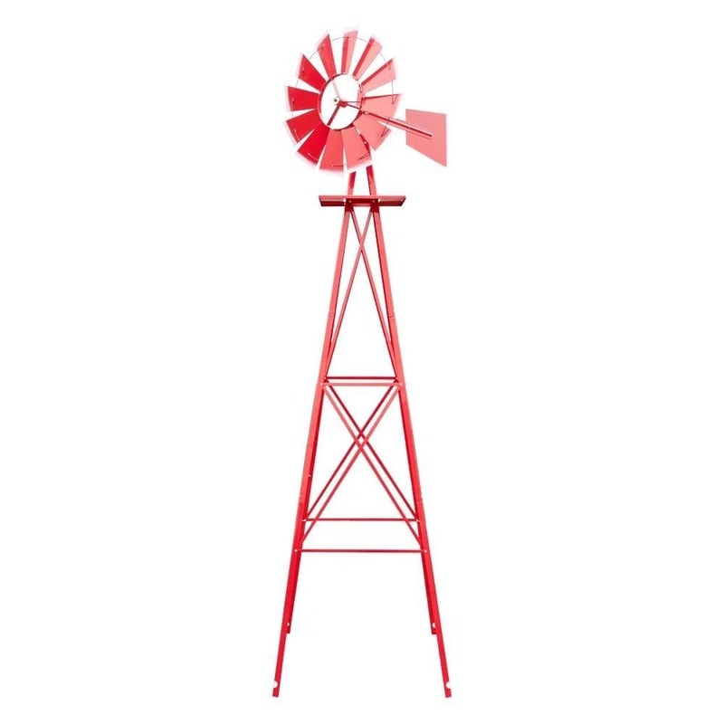 Patio Metal Windmill Red Garden Yard Decoration For Outdoor Spaces 6